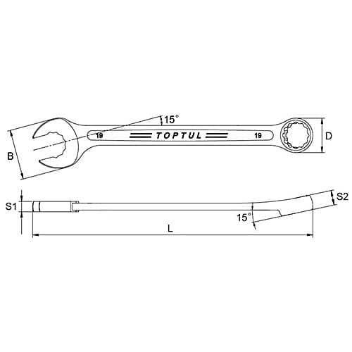 Toptul 11 mm 15° Offset Super-Torque Dynamic Combination Wrench (Satin Chrome Finished), AAEQ1111 — view 2