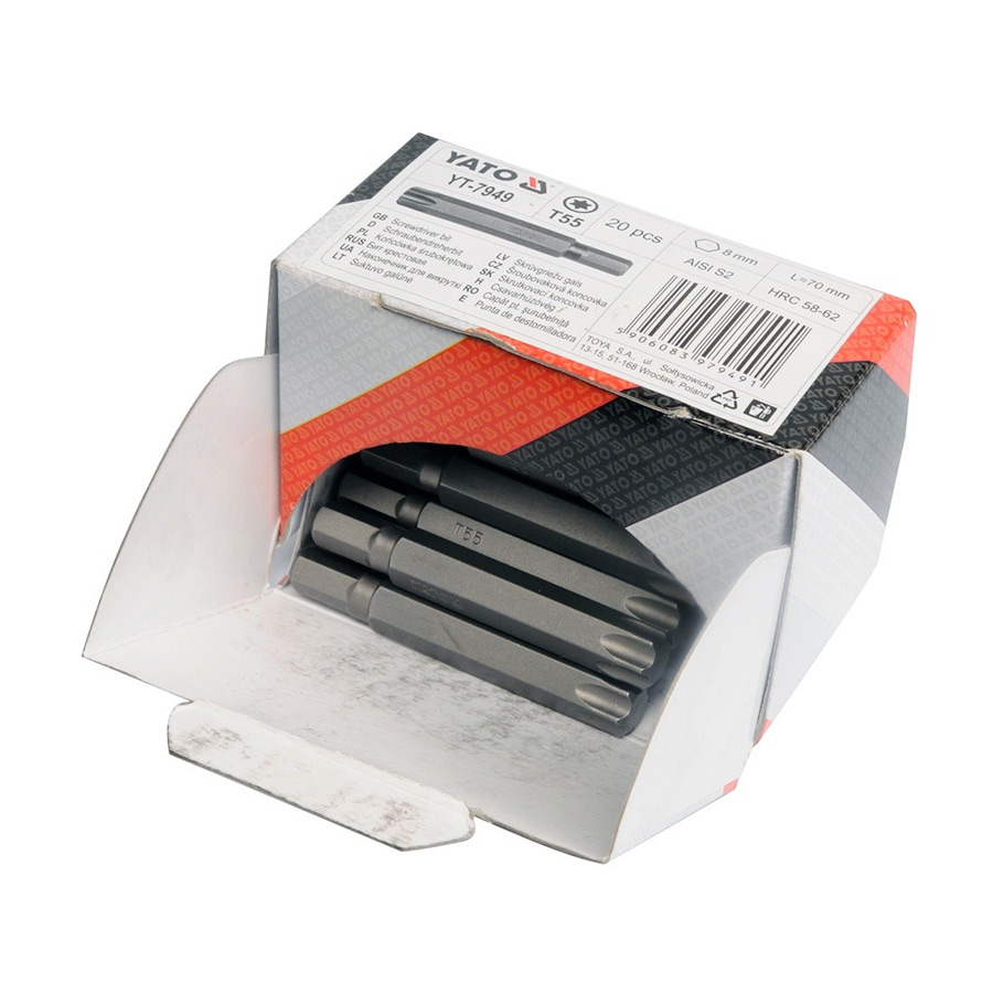 Yato 50 mm (Length) x 6 mm Hex Screwdrivers Bits (Pack of 50 Pcs), YT-7874